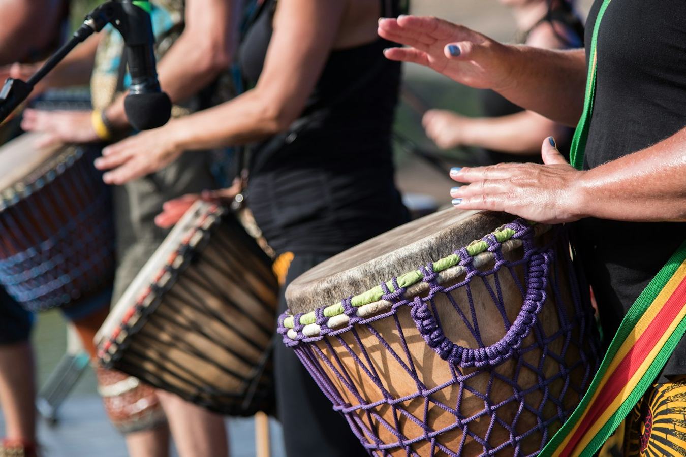 A drum circle in full swing