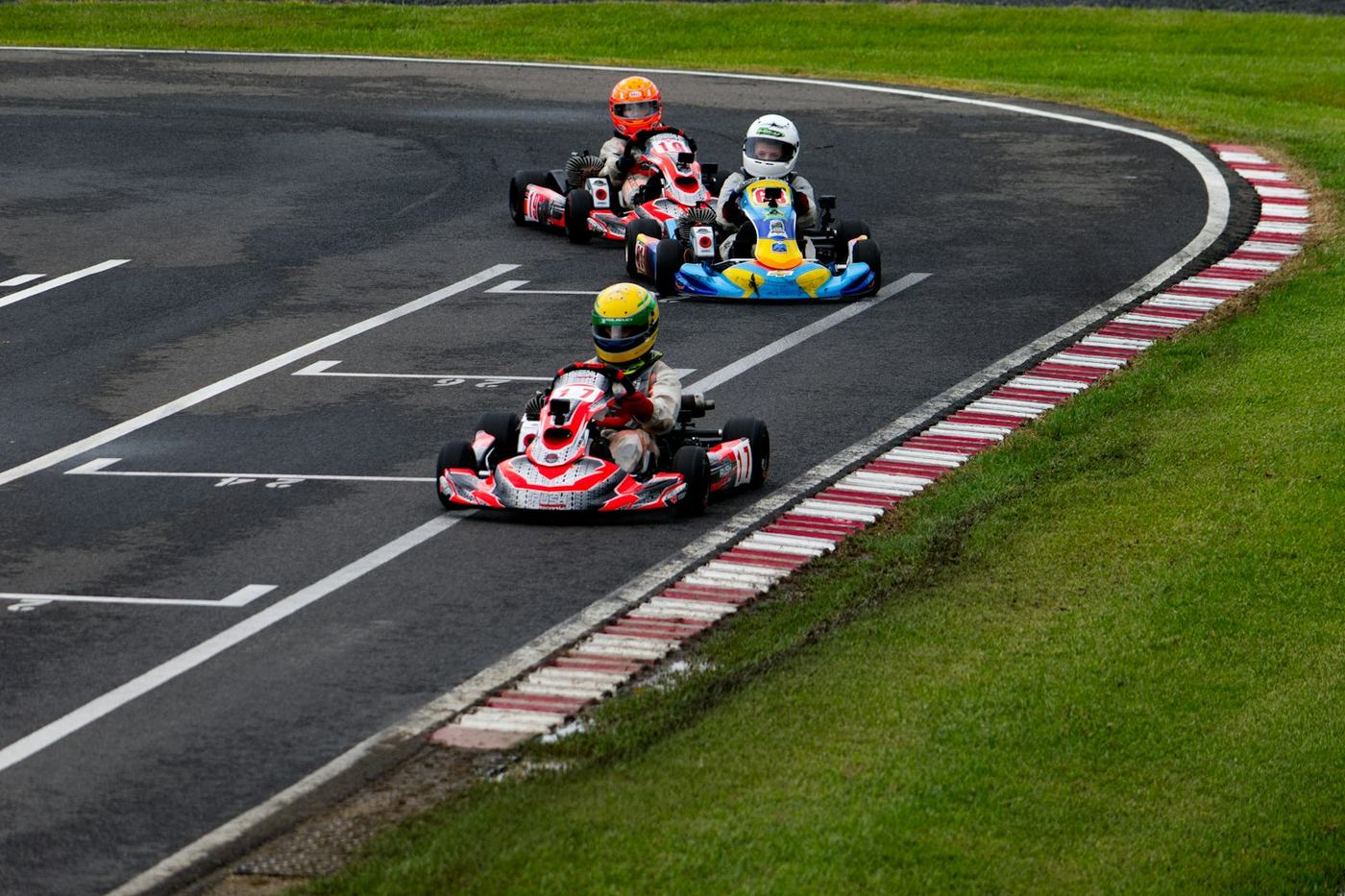 Go-karts racing on a circuit